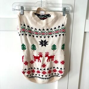 Hanna Andersson Ivory Fair Isle 100% Cotton Dog Sweater in Size L